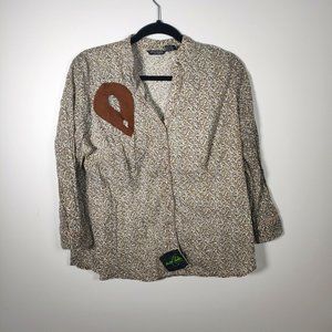 0006 Autographed upcycled 3/4 sleeve button down
